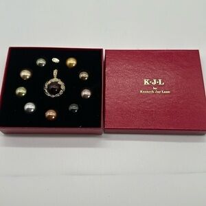 KJL Kenneth Jay Lane Vintage Stately Simulated Pearl Enhancer Set